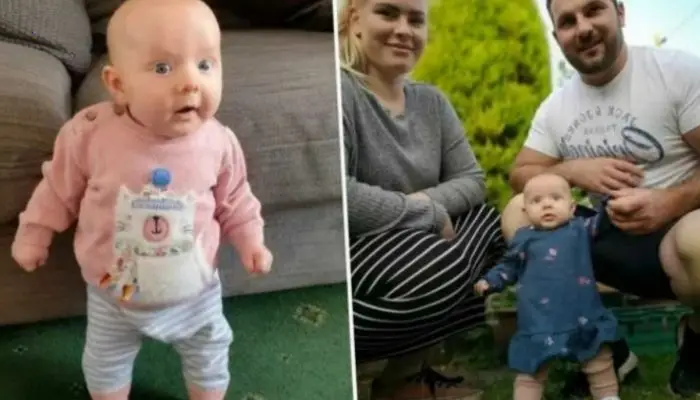 This is incredible: Parents are surprised as the 8-week-old infant stands tall
