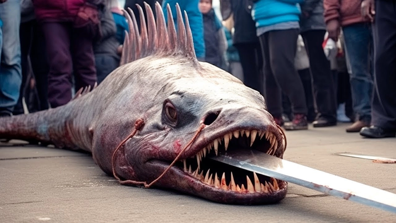 Fascinating video of the sudden appearance and capture of a giant ancient fish with a sword inside that shocked the whole world (Video)!.f